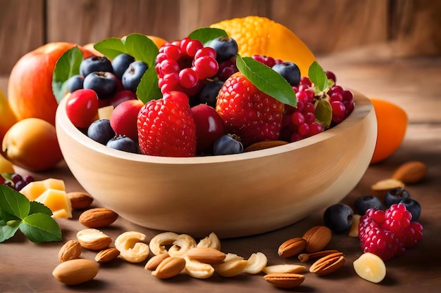 Un plato de nueces y almendras con almendras y almendres