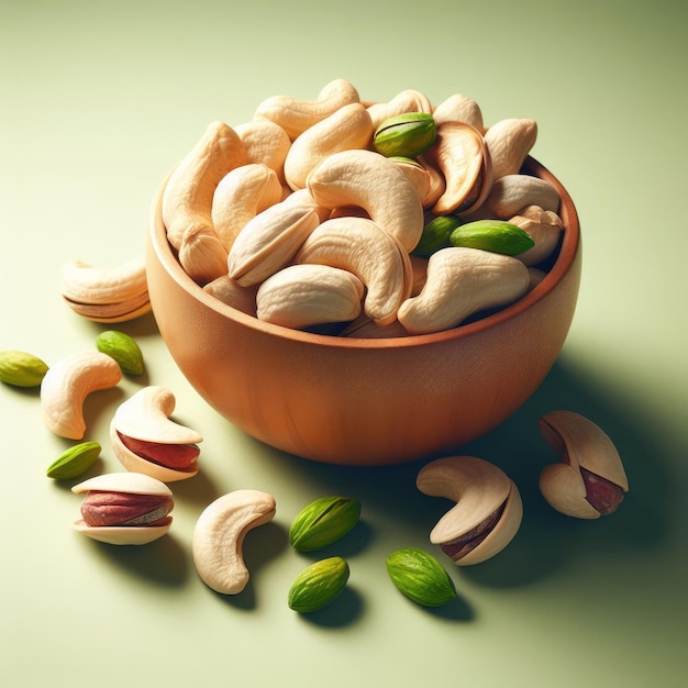 un plato de nueces verdes aisladas