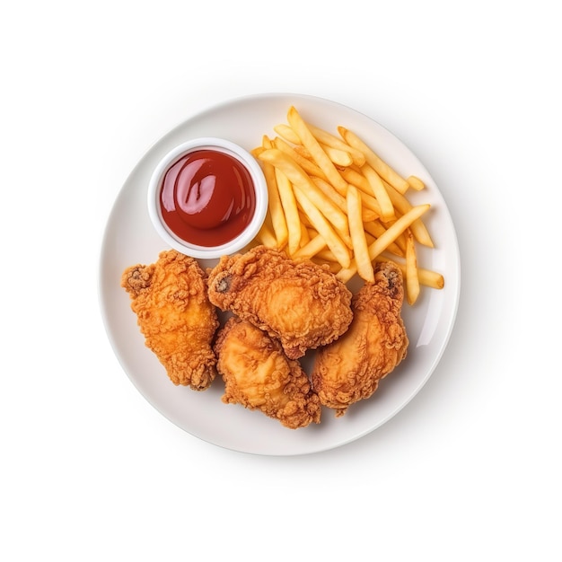 Un plato de nuggets de pollo con ketchup y ketchup