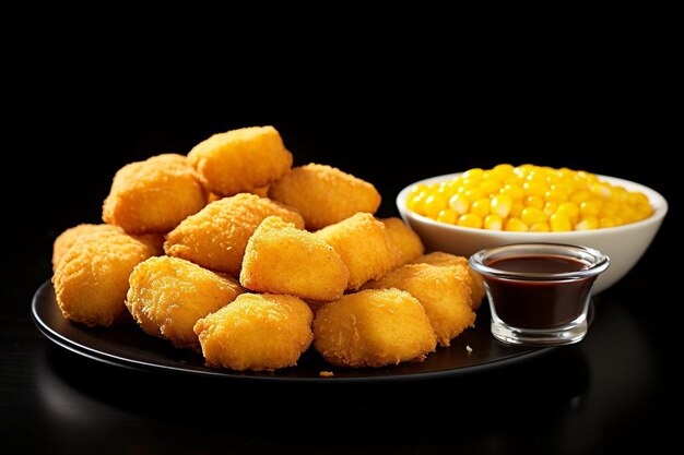 Foto un plato de nuggets de pollo servido con un lado de trasero.