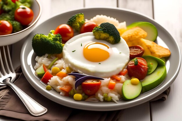 Plato con nutrición adecuada salud y pérdida de peso.