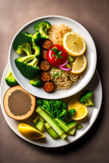 Plato con nutrición adecuada salud y pérdida de peso.