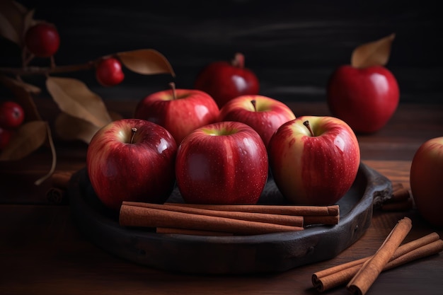 Plato de palitos de manzana y canela Generar Ai