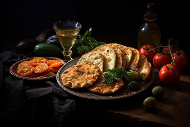 Plato de pan Blinitsa frito y verduras