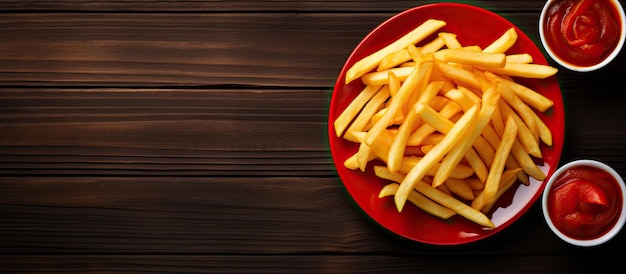 un plato de papas fritas en una mesa con un plato de papas fritas encima.