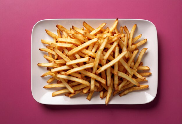 Foto un plato de papas fritas con un plato blanco que dice papas fritas