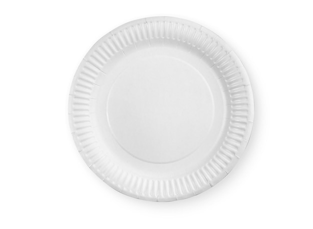 Plato de papel desechable aislado