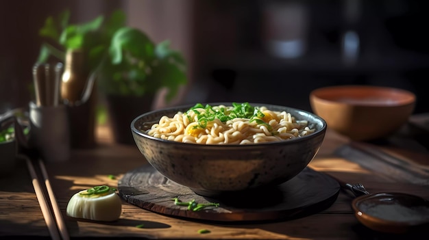 Un plato de pasta con una salsa encima