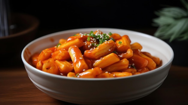 Un plato de pasta con salsa y perejil al lado.