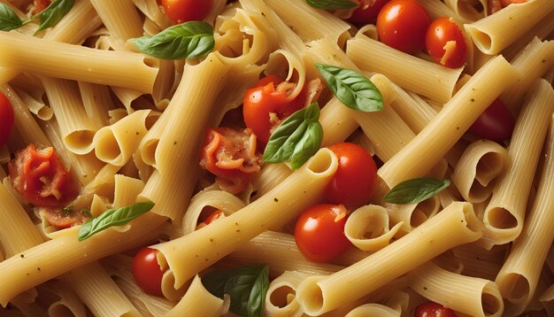 un plato de pasta con tomates y tomates