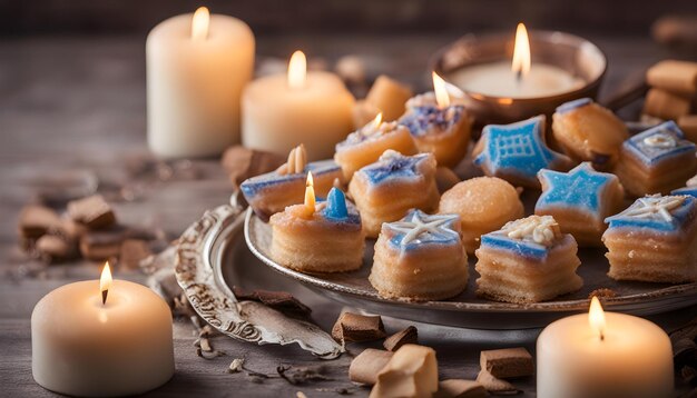 un plato de pasteles mini mini mini mini con velas