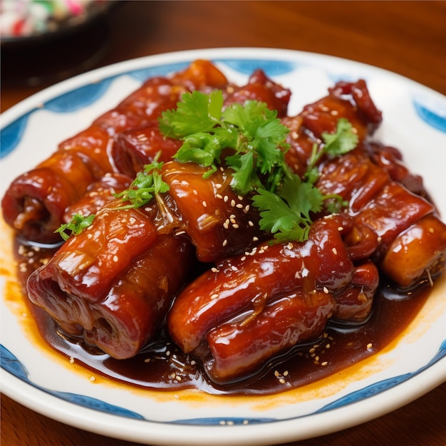 Un plato de patas de cerdo estofadas