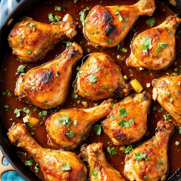 Foto plato de patas de pollo al horno