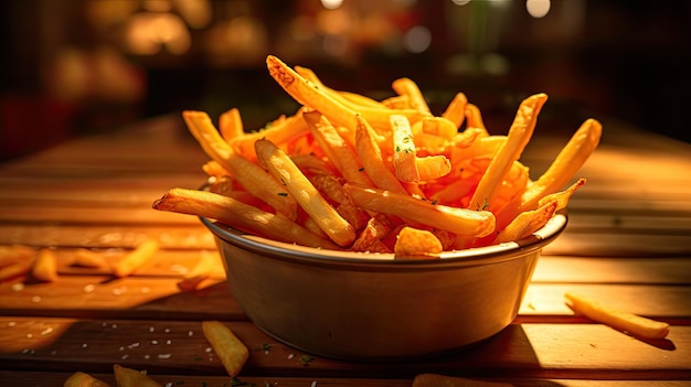 Foto un plato de patatas fritas