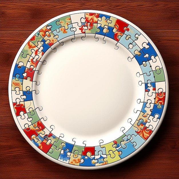 Foto un plato con piezas de rompecabezas en él que dice piezas de puzzle