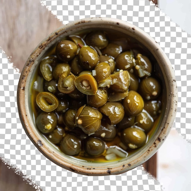 Foto un plato de pimientos jalapeno con un fondo blanco y negro