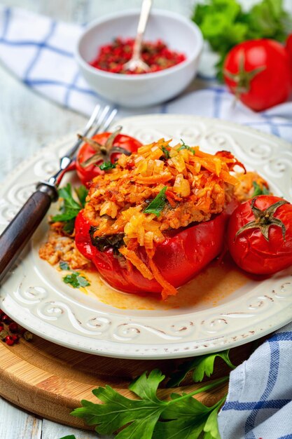 Plato de pimientos rellenos