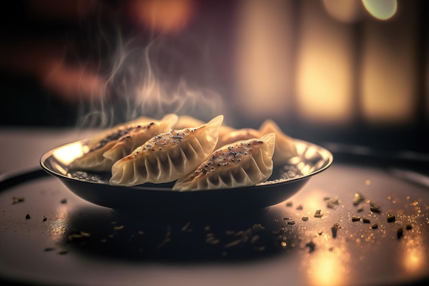 Foto plato popular de la cocina tradicional japonesa gyoza