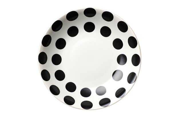 Plato de porcelana con lunares en colores clásicos blanco y negro