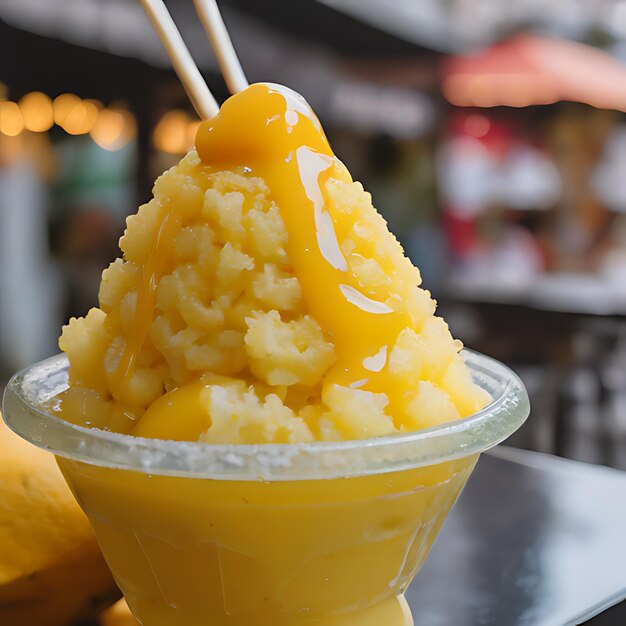 Foto un plato de queso amarillo con una cuchara en él