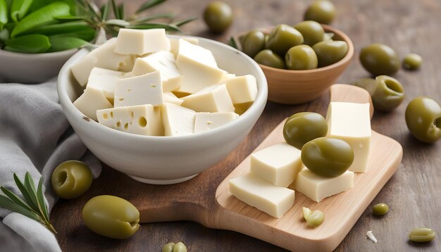 Foto un plato de queso con un poco de mantequilla y algunos otros alimentos