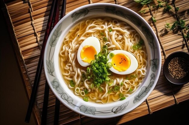 Foto un plato de ramen con un huevo cocido en la parte superior