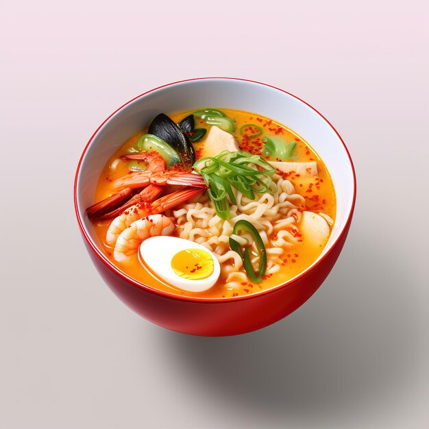 plato de ramen de mariscos