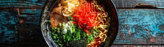 Foto el plato de ramen picante es una guarnición vibrante.