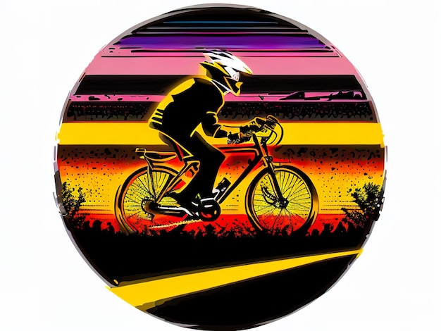 Foto un plato redondo con un hombre montando una bicicleta en él
