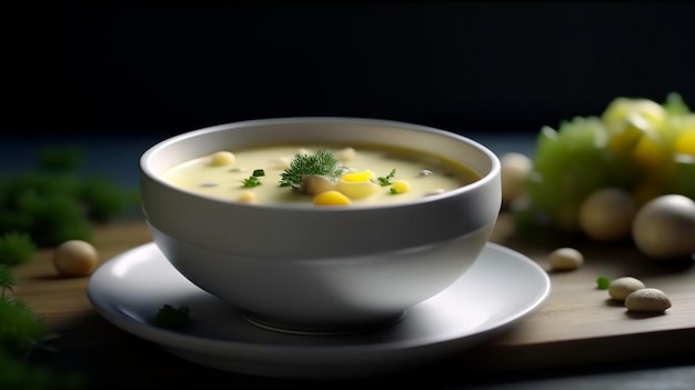 Plato de restaurante Clam Chowder en un plato