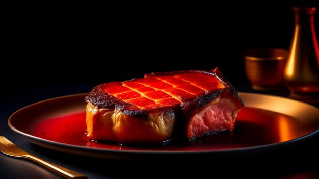 Plato del restaurante Tbone Steak en un plato