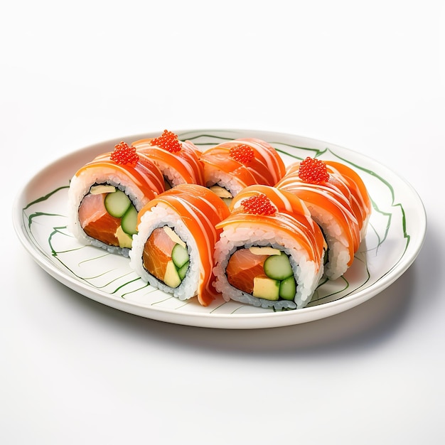 un plato de rollo de sushi