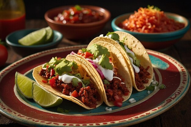 El plato de salsa roja y taco