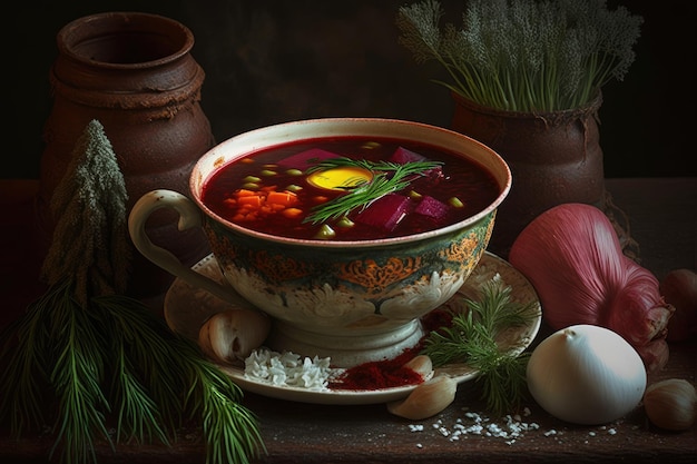 Un plato de sopa con una clara de huevo al lado.