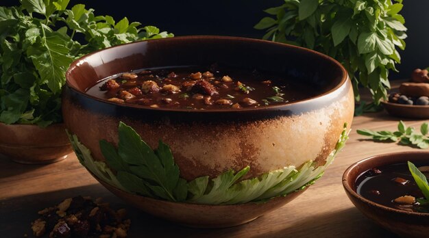 Un plato de sopa de cocina latina