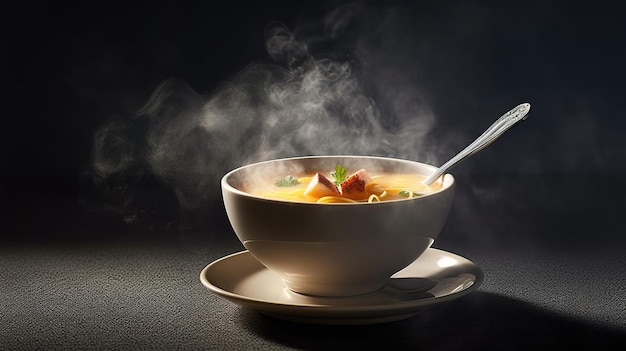 Un plato de sopa del que sale vapor