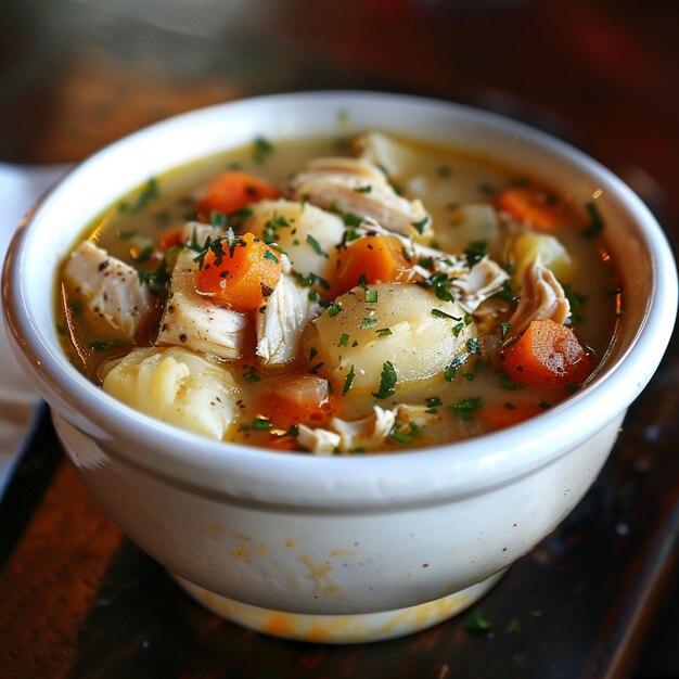 un plato de sopa con zanahorias y setas