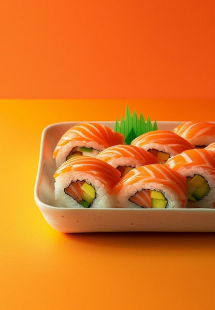 Un plato de sushi de salmón