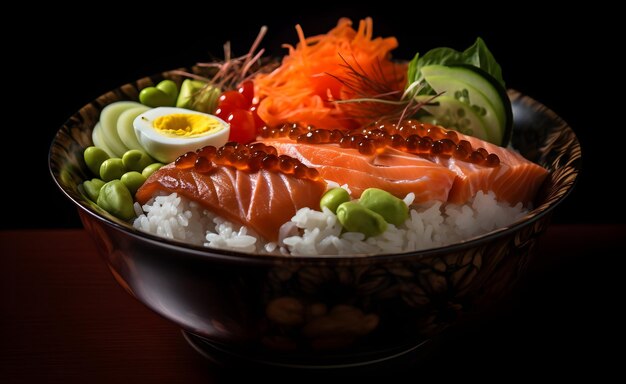 un plato de sushi con salmón