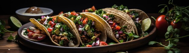 un plato de tacos con carne y verduras