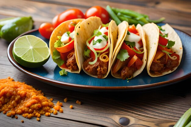 Un plato de tacos con frijoles y frijoles