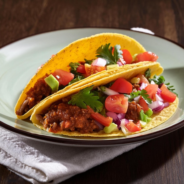 un plato de tacos y tacos con una servilleta en él