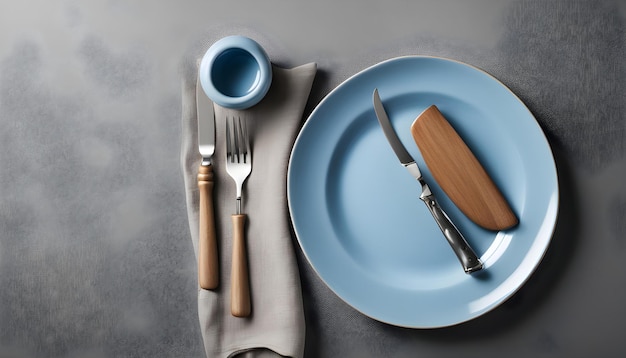 un plato con un tenedor de cuchillo y un cuchillo en él