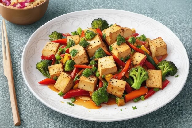 Foto un plato de un tentador tofu