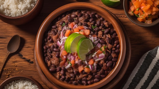 Foto plato típico brasileño llamado feijoada