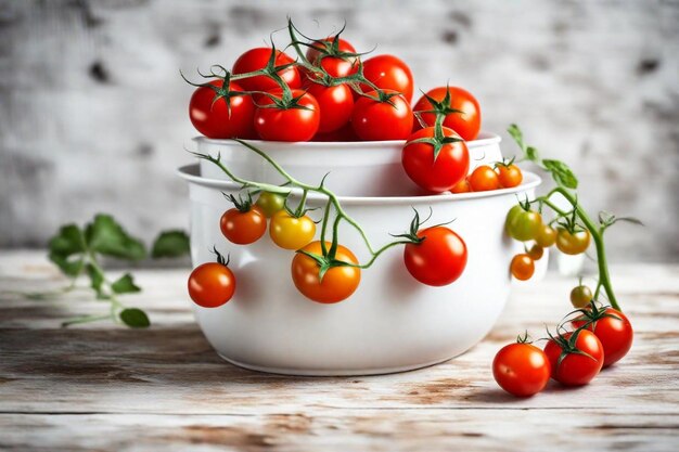 un plato de tomates cereza con un montón de tomates de cereza en él