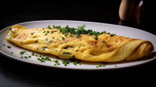 Un plato de tortilla con cebollino