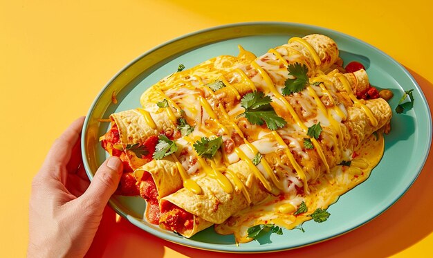 Plato tradicional de enchiladas de carne picante comida mexicana cocina de México