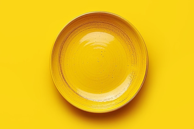 Foto plato vacío sobre fondo amarillo concepto de ayuno intermitente