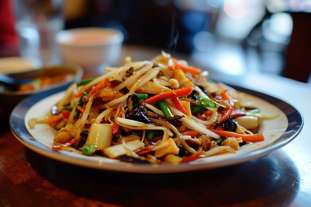 Un plato de verduras moo shu un plato de origen del norte de China posiblemente originario de Shandong